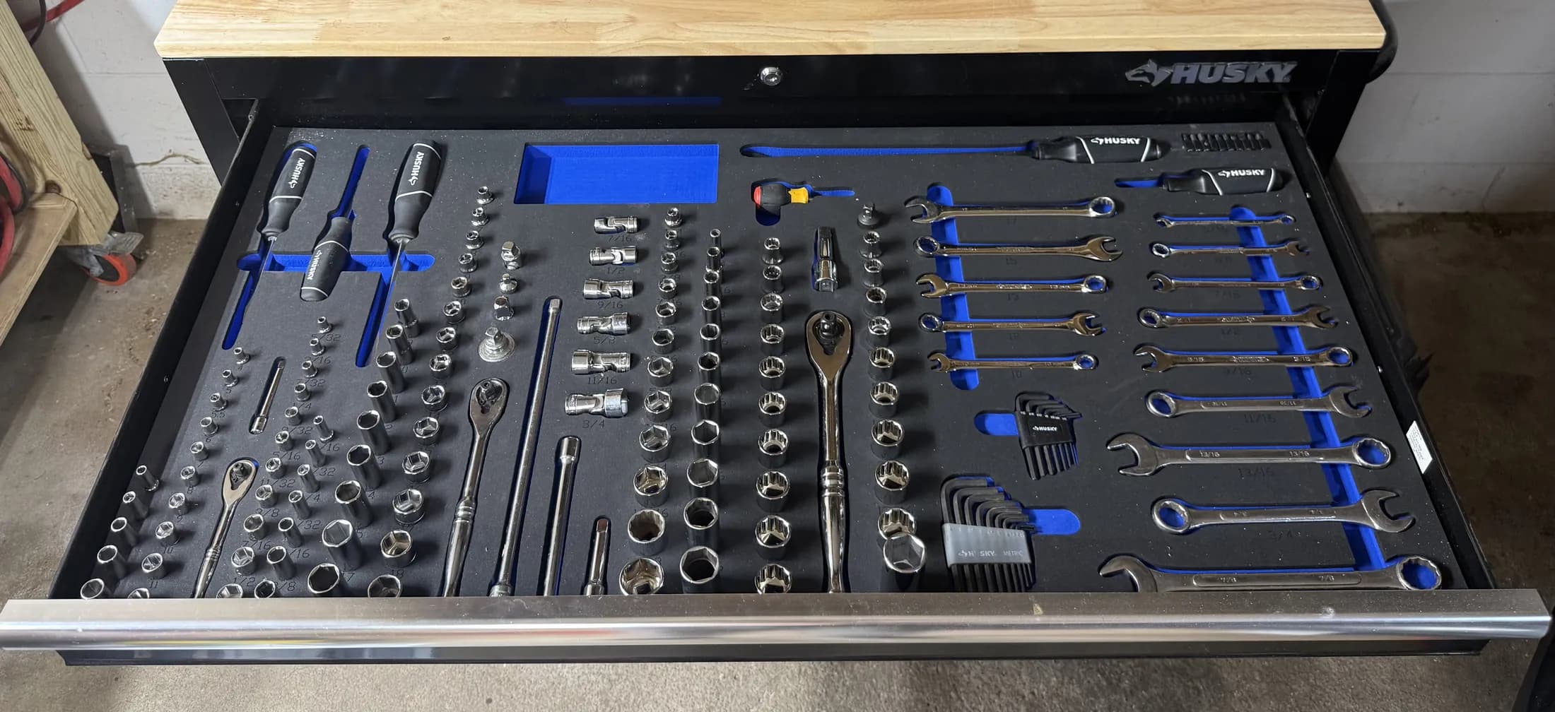 Result: The cut insert in a tool chest, each tool back in its own pocket.
